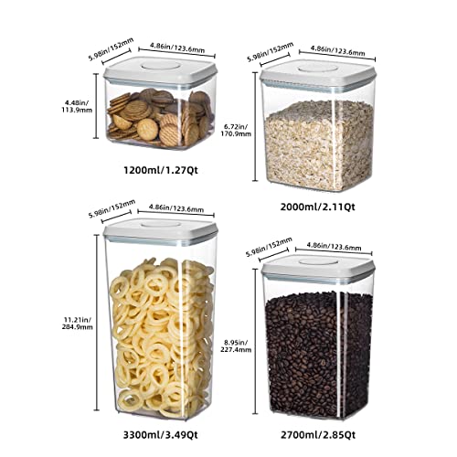 EQI 8-Piece Stackable Food Storage Containers Set with Airtight Lids for Pantry Organization