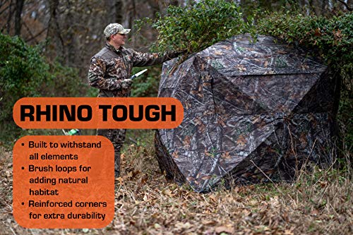 Rhino Blinds R100-MOC Heavy-Duty 2-Person Hunting Ground Blind Mossy Oak Breakup Country