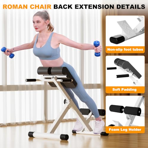 Adjustable Roman Chair for Back & Core Fitness - Silver