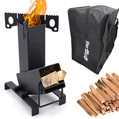 StarBlue Collapsible Rocket Stove with Free Carrying Bag - Portable Camping Wood Stove