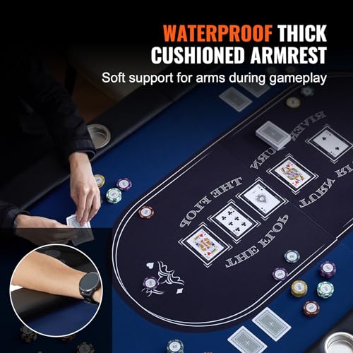 VEVOR 8-Player Foldable Poker Table 72in Casino Card Game Table with Cup Holders