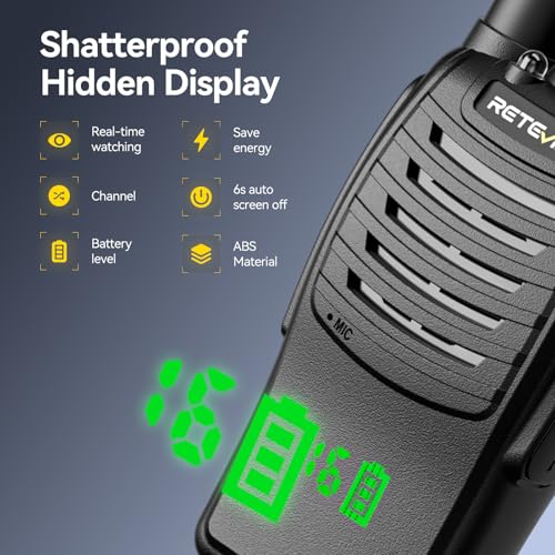 Retevis H777H 2-Way Radios with Screen & 10-Way Charger - Emergency Earpiece Set