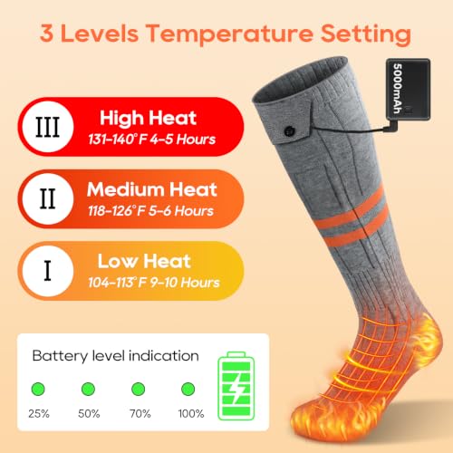 Heated Socks for Men and Women with APP Control - Women 5-9.5 / Men 6-8.5, Rechargeable Thermal Foot Warmer for Winter Outdoor Activities