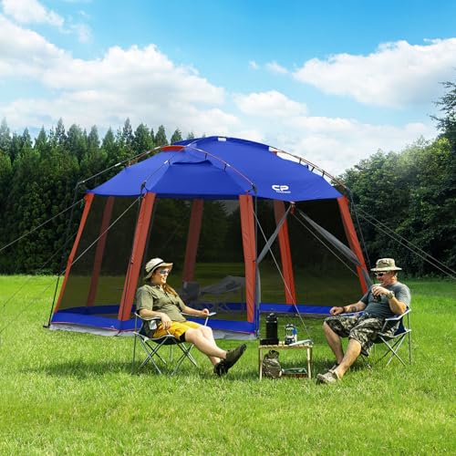 Blue CAMPROS CP 13x13 Ft Screen House Tent with Mesh Walls, Easy Setup