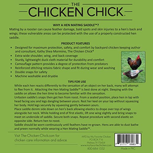 Chicken Mating Saddle for Backyard Hens - Medium, Camouflage, Durable & Comfortable