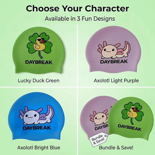 Kids Swim Cap Seamless Silicone Waterproof & Non-Slip - Bright Fun Design