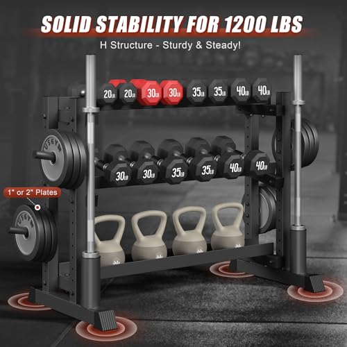 Jusgym 3-Tier Adjustable Dumbbell Rack Stand 48.39x18.7x36.54 inch, Supports 1200LBS