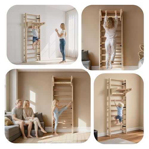Multi-Function Wall-Mounted Gymnastics Ladder for Kids & Adults - Indoor Fitness Bar