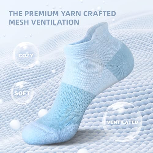 Ankle Running Socks for Women 5 Pairs - Cushioned Low Cut Athletic Sports Socks - Medium Rococo Variation