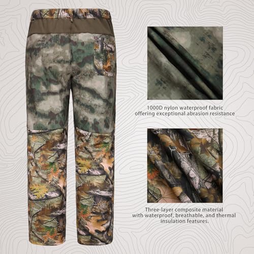 Water-Resistant Silent Hunting Jacket & Pants Set - Large Tree Camo