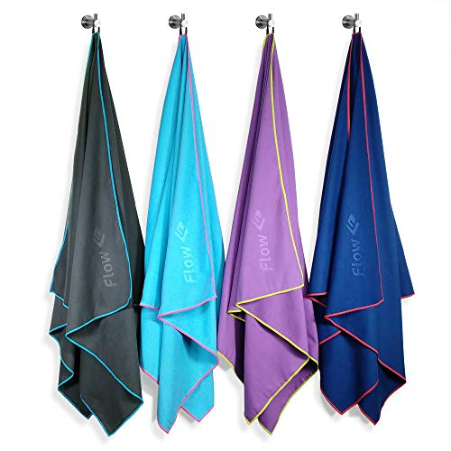 Flow Hydro Sport Microfiber Swim Towel - X-Large Gray Quick Dry Water Sports