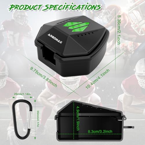 ARGOMAX Mouthguard Case with Clip for Football and Lacrosse - Black and Green