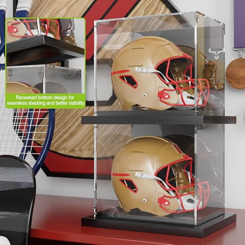 Mini Helmet Display Case with Mirror & Stackable Metal Base - Putros