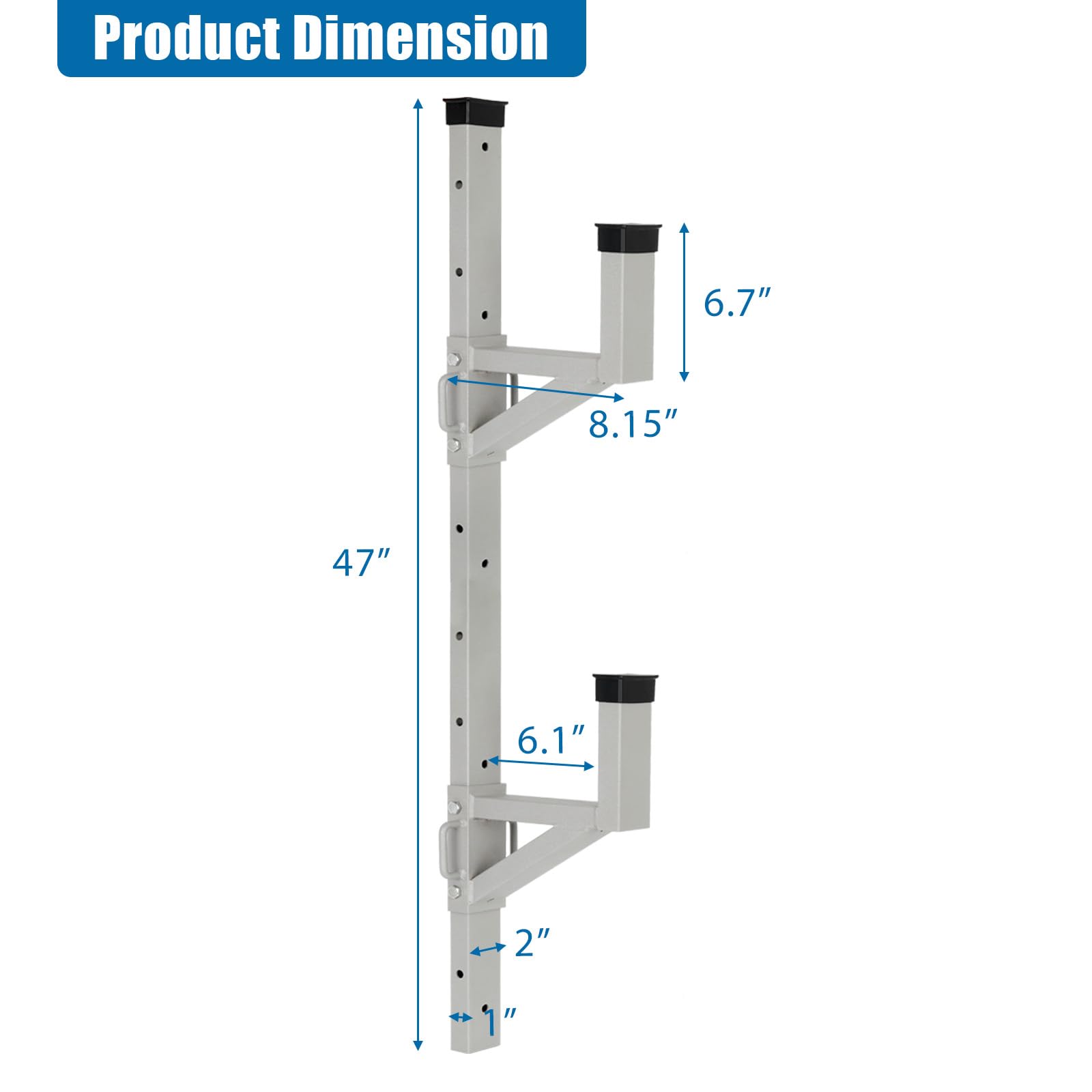 OUTPRIZE Aluminum Side Mount Trailer Ladder Rack, Lightweight Rustproof Adjustable Ladder Rack for Open and Enclosed Trailer Exterior Side Wall, 300 LBS Capacity - Carry 2 Ladder