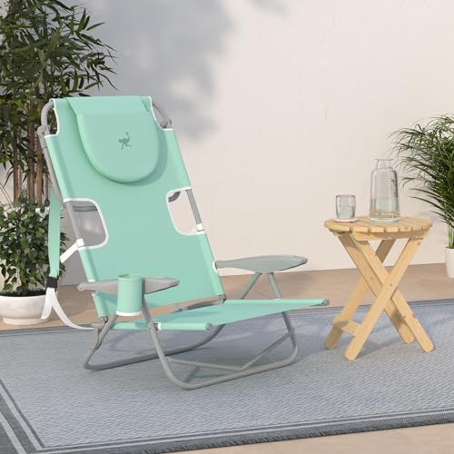 Ostrich Heavy-Duty Backpacker Outdoor Beach Chair - Teal, Portable Lounger