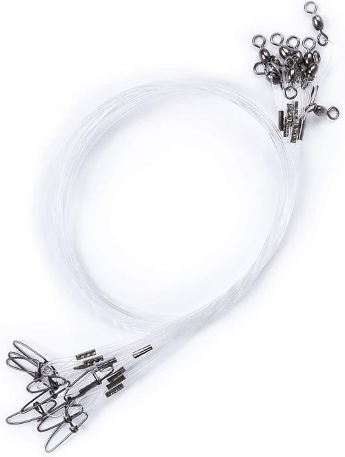 50lb Fluorocarbon Fishing Leaders by [Brand Name] - 10/20 Pcs, 20in Saltwater/Freshwater with Swivel & Snap