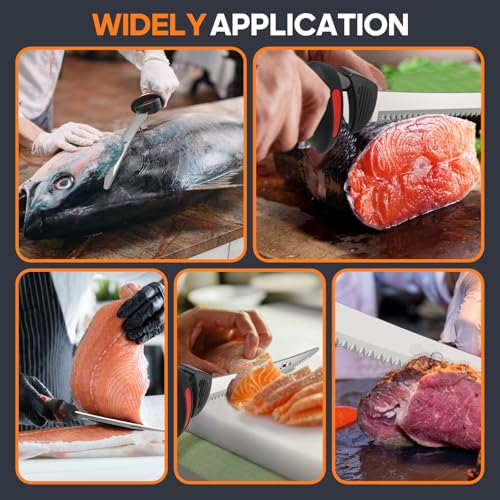 VLOXO Electric Fillet Knife with 4 Stainless Steel Blades & Storage Case - Premium Pack