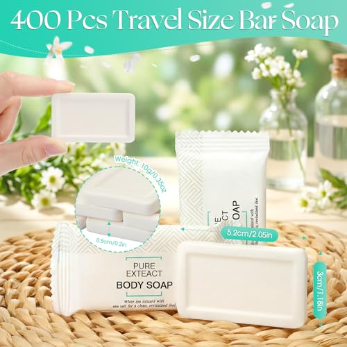 Dansib 400 Pcs Mini Travel Size Hotel Soaps Bars - Individually Wrapped Body & Hand Soaps for Travel Guest Rooms, Hospitality, Vacation, Face Cleaning (Body Soap) - Variation 400 / Body Soap