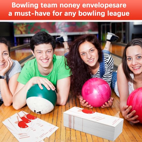 Geyoga 150pcs Bowling League Envelopes Bulk - Red & White Score Tracking Pack