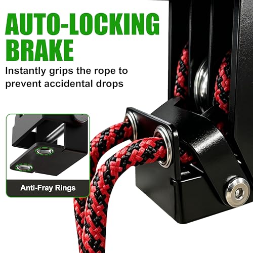 TRUSOON Heavy Duty Kayak Hoist with Auto-Locking Pulley System – 250 lbs Capacity