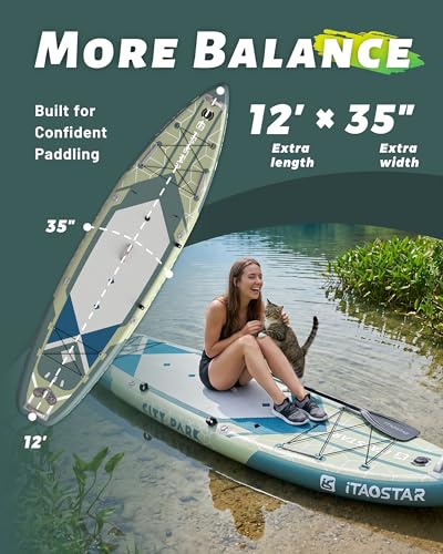 iTAOSTAR 12'×35'' Army Green Paddle Board with All Gear - Inflatable SUP for Water Recreation