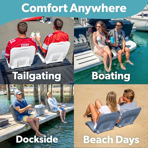 White Coast Modern Portable Poolside Folding Chair - Adult Lounge Seat for Pool, Beach, Stadium