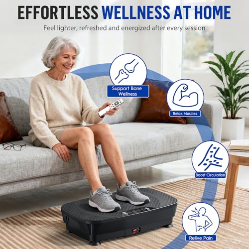 Black Vibration Plate for Lymphatic Drainage & Body Toning - 400Lbs Capacity