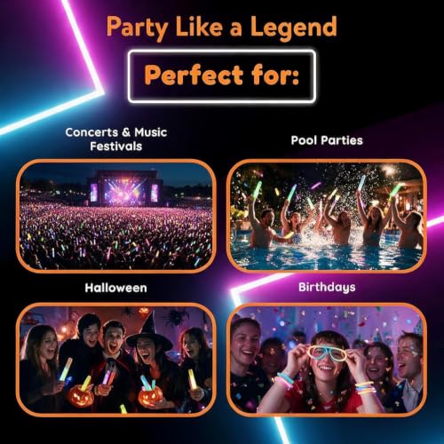 Glow Sticks Bulk Pack 25 Count 6 Inch Party Supplies for Kids & Adults - Color Variations