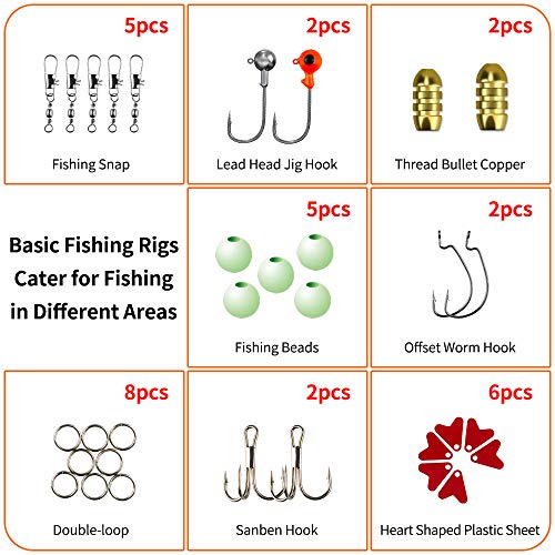Fishing Lures Kit with 78 Pieces - Bass Trout Salmon Soft Plastics & Spoons