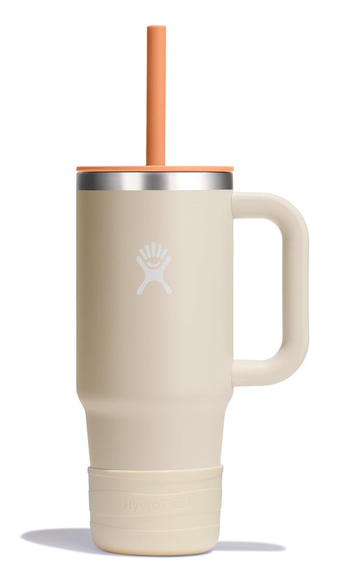 Hydro Flask Kids 24 Oz Travel Tumbler with Handle, Lid and Straw for School - Insulated Stainless Steel in Coconut Cream