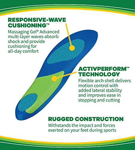 Dr. Scholl's Sport Insoles Pack of 4 Men’s 8-14 Shock Absorption Arch Support