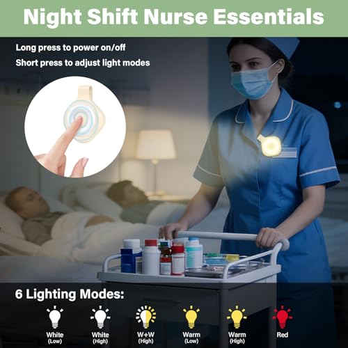 Rechargeable Nurse Night Light Clip Beige - 6 Brightness & 3 Color Modes