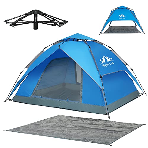 Blue Instant Pop-Up Tent for 2-3 Persons with Footprint, Waterproof, Easy Setup