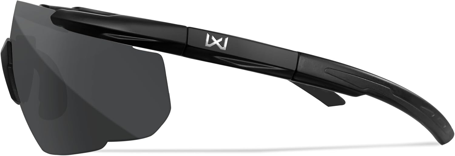 Wiley X Saber Advanced Shooting Glasses - ANSI Z87.1+ Safety Sunglasses for Men & Women | Matte Black Frames, Smoke Grey Lenses