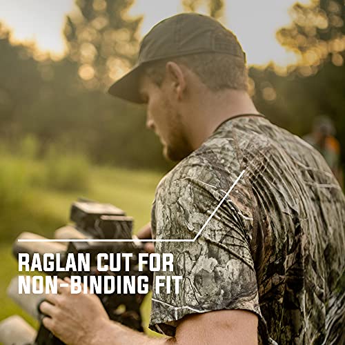 Mossy Oak Mens Short Sleeve Hunting Shirt - Lightweight 4-Way Stretch with Cooling Tech, Large / Bottomland