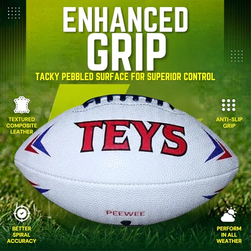Youth Football White Peewee - Premium Composite Leather & Enhanced Grip