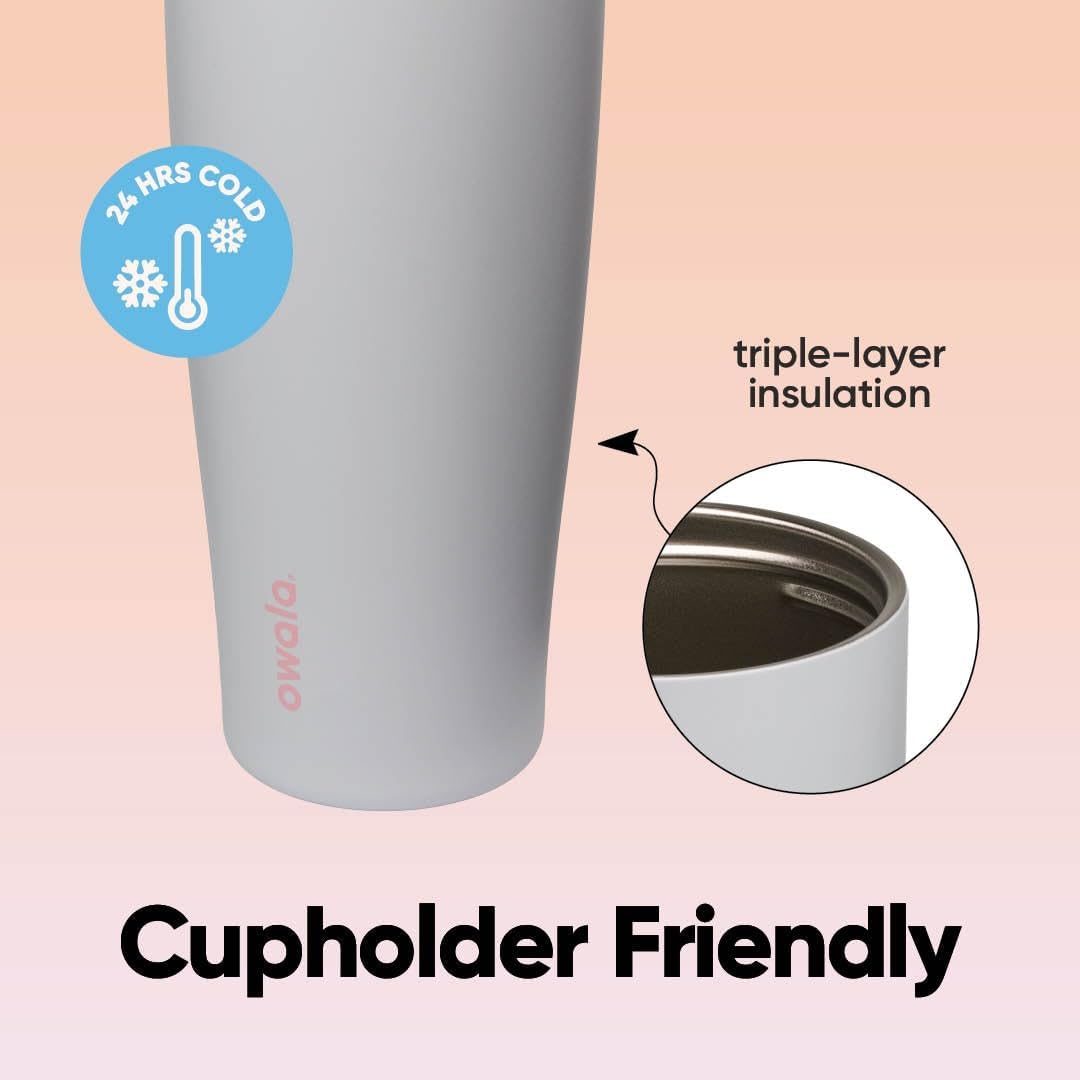Owala FreeSip Tumbler - 40 oz. Stainless Steel - Stylish Mint & Purple Beach House Design