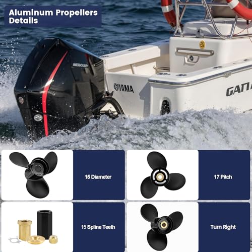 Meruzue 15x17 Boat Propeller for Mercury Alpha One Outboard 48-832828A45