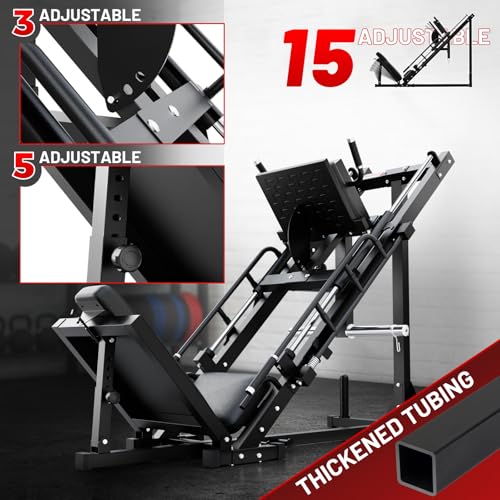 RitFit Black Leg Press Hack Squat Machine 1200LB Capacity, Stable & Versatile
