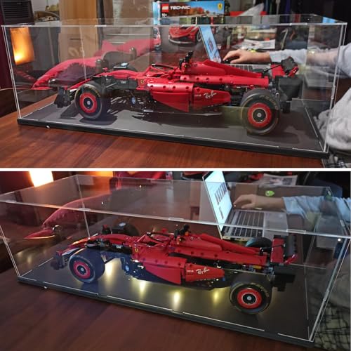 Acrylic Display Case for LEGO F1 Cars with Black Wood Base - 27.6 x 11.8 x 7.9 Inch