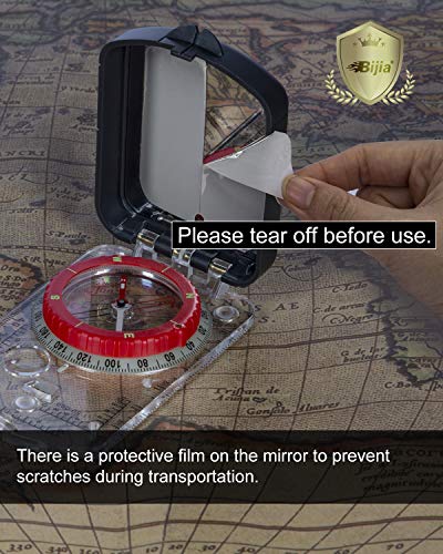 Orienteering Map Compass with Sighting Mirror, LED Light & Declination Adjustment