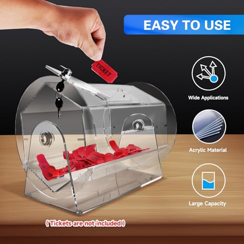 Small Acrylic Raffle Ticket Drum Holds 2000 Tickets - Secure, Fair Draw