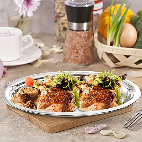 6 Pack 14-Inch Stainless Steel Oval Serving Platters - Elegant & Durable