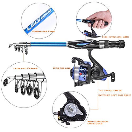 Kids Telescopic Fishing Rod and Reel Combo Set with Lure Case & Carry Bag