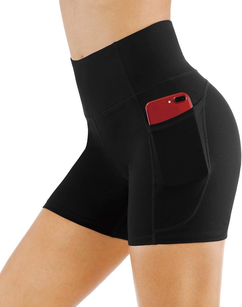 The Gym People High Waist Yoga Shorts - Tummy Control Fitness Shorts with Deep Pockets | Women's Athletic Wear