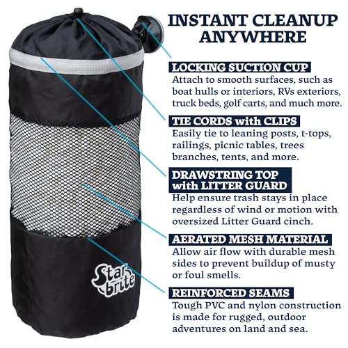 Mesh Trash Bag with Locking Suction Cup and Litter Guard for Outdoor Use - 1 Unit