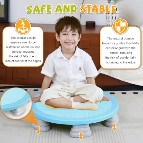 Mini Trampoline for Kids - Bounce Board with Non-Slip Base - Blue - Safe Indoor Play