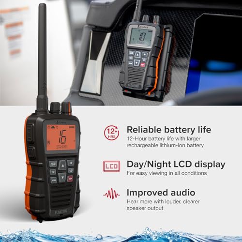 Cobra BlueBound 350 VHF Marine Handheld Radio, 6W Waterproof Floatable Black