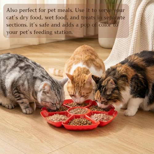12-Inch Plastic Snack Serving Tray with 7 Compartments - Unbreakable Food Platter for Nuts, Candy, Veggies, Dips