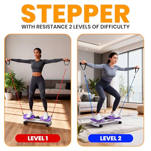 Ronai Pink Waist Twister Machine with Resistance Bands - Home Fitness Equipment